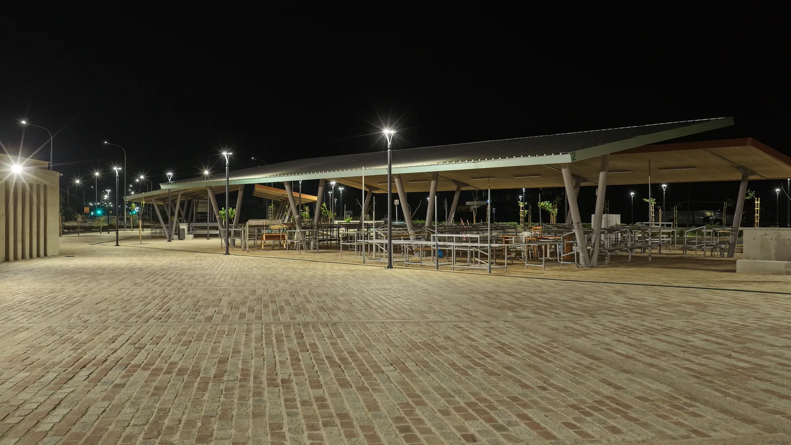 Deryneia Public Market lighting installation — project photo 3