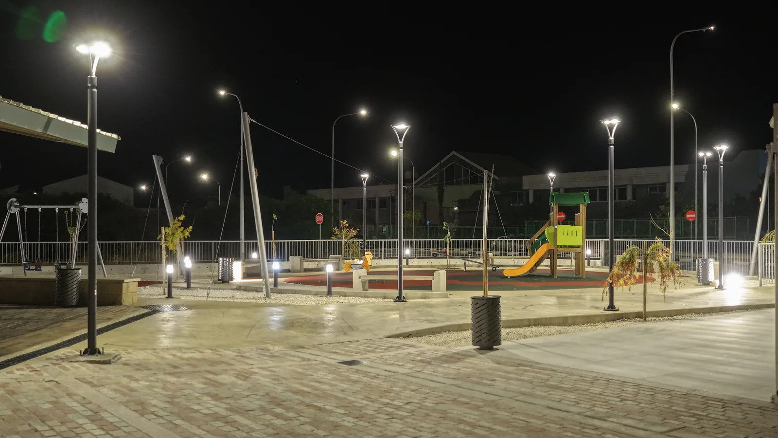 Deryneia Public Market lighting installation — project photo 6