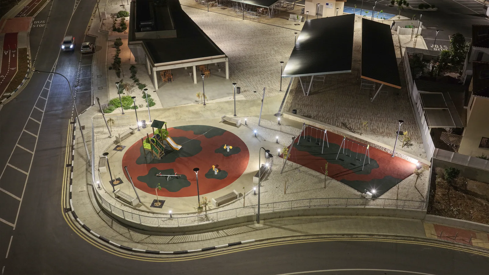 Deryneia Public Market lighting installation — project photo 9
