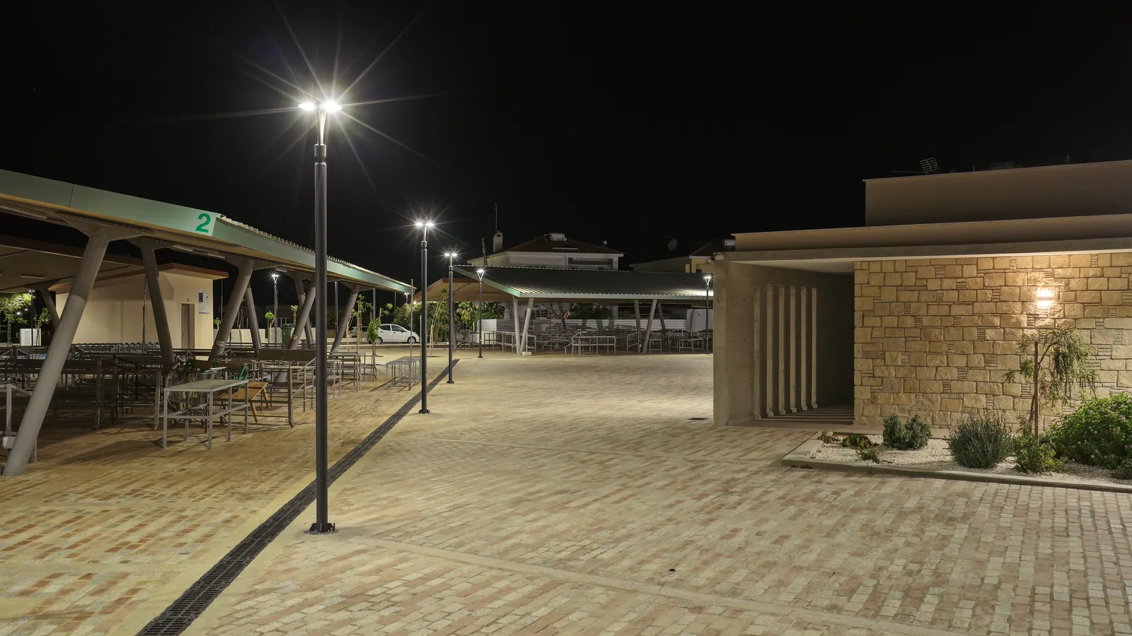 Deryneia Public Market lighting installation — project photo 13