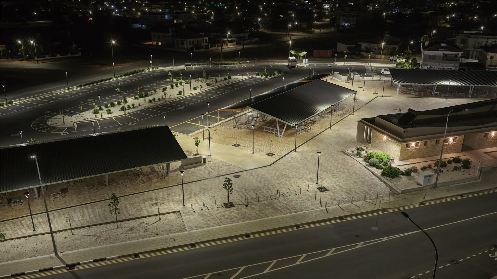 Deryneia Public Market lighting installation — project photo 14