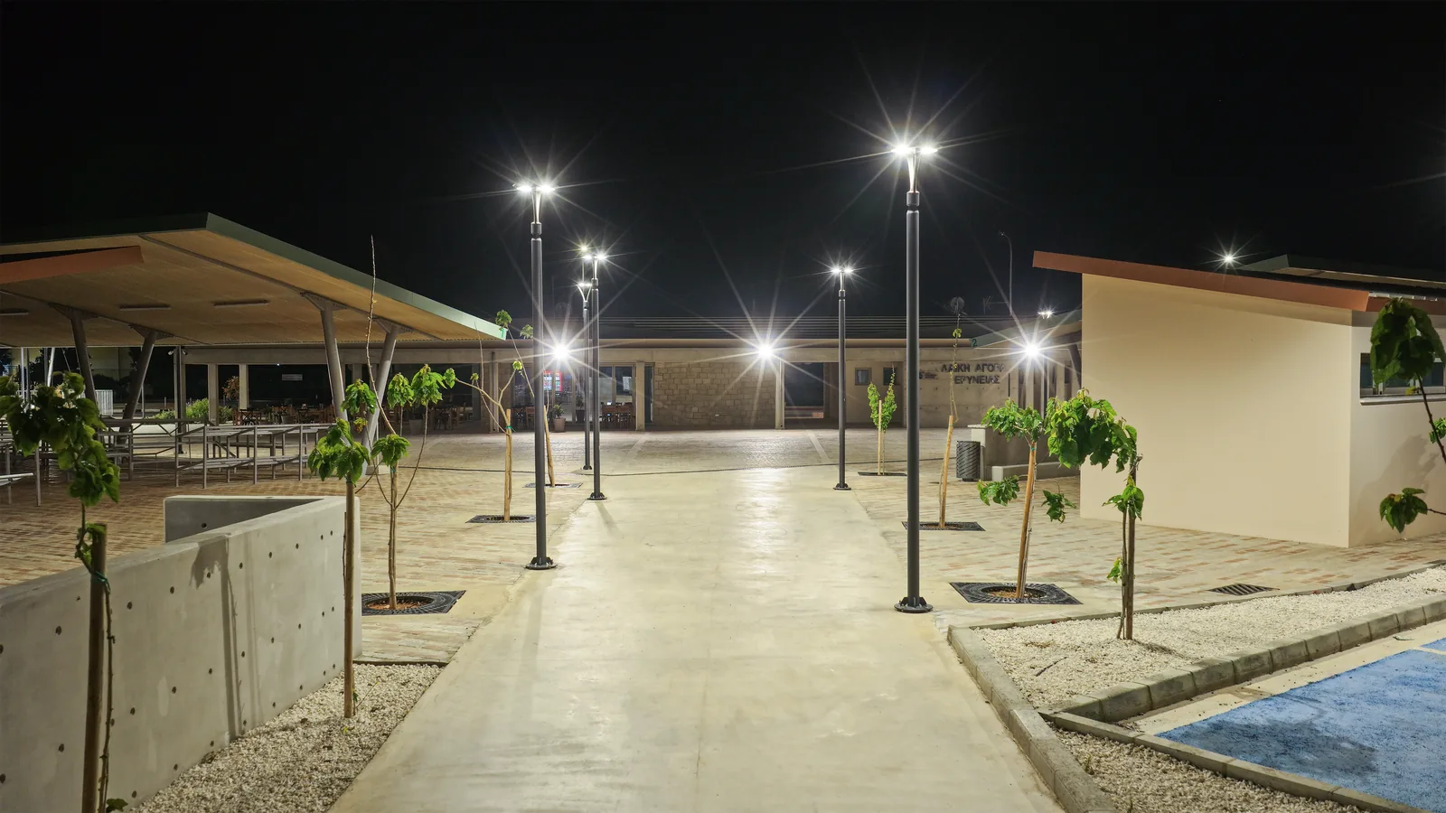 Deryneia Public Market lighting installation — project photo 15