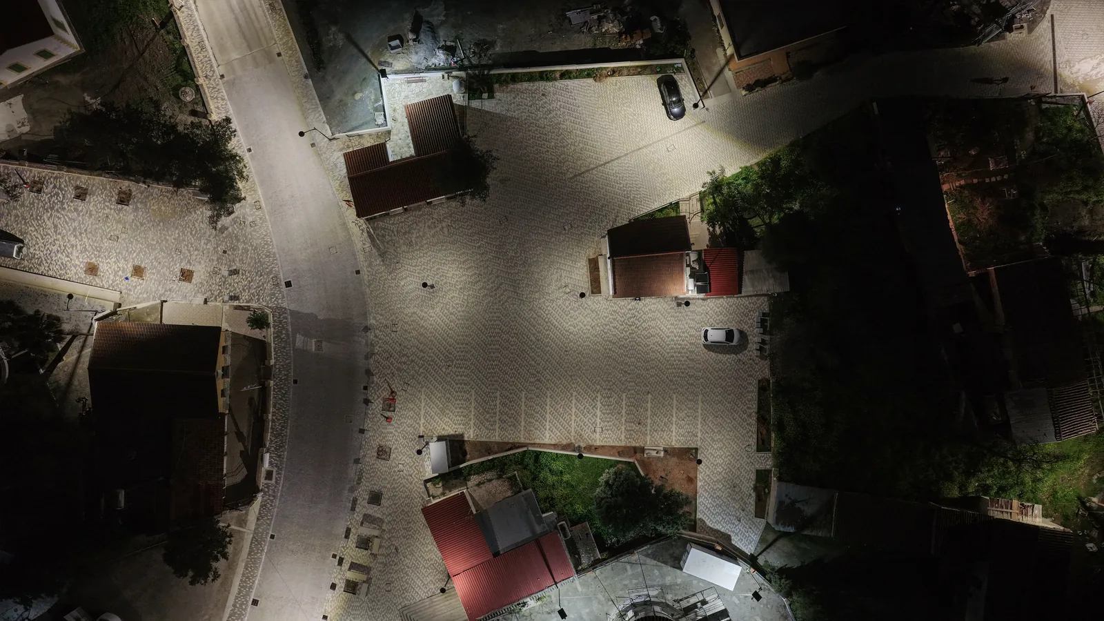Pyrga Village Square lighting installation — project photo 3