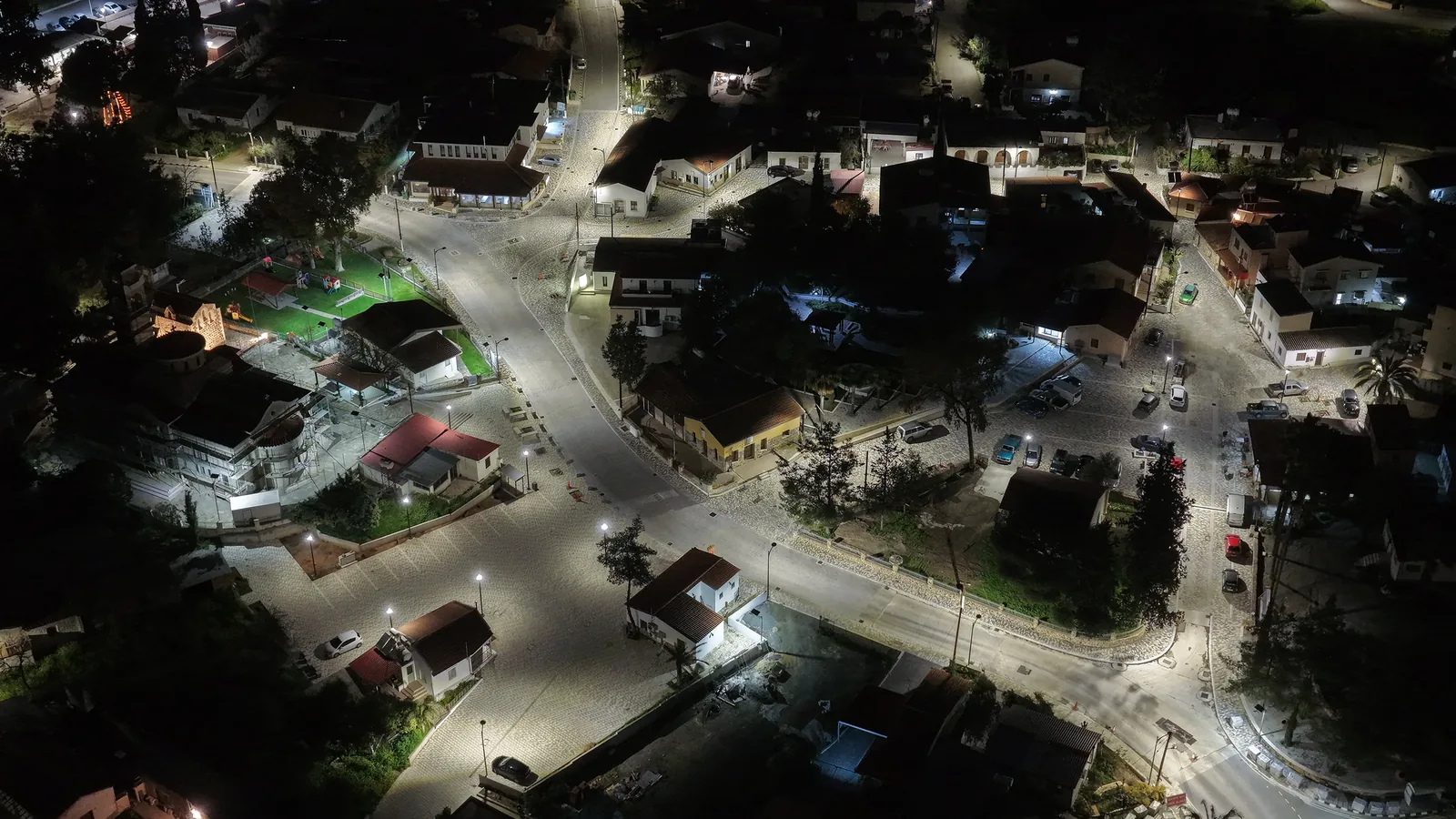 Pyrga Village Square lighting installation — project photo 6